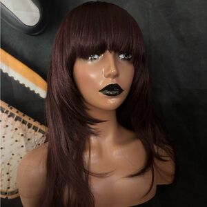 Burgundy Wig for Women Blended Brush and go